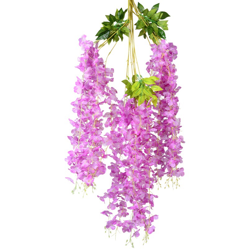 Wisteria Artificial Flor Rama en línea celebridad corredor boda colgante techo flor decorativa ratán Violeta planta de vid flor artificial