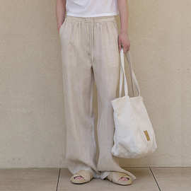 老钱风纯亚麻长裤通勤宽松休闲裤春夏新款简约百搭女麻料直筒裤