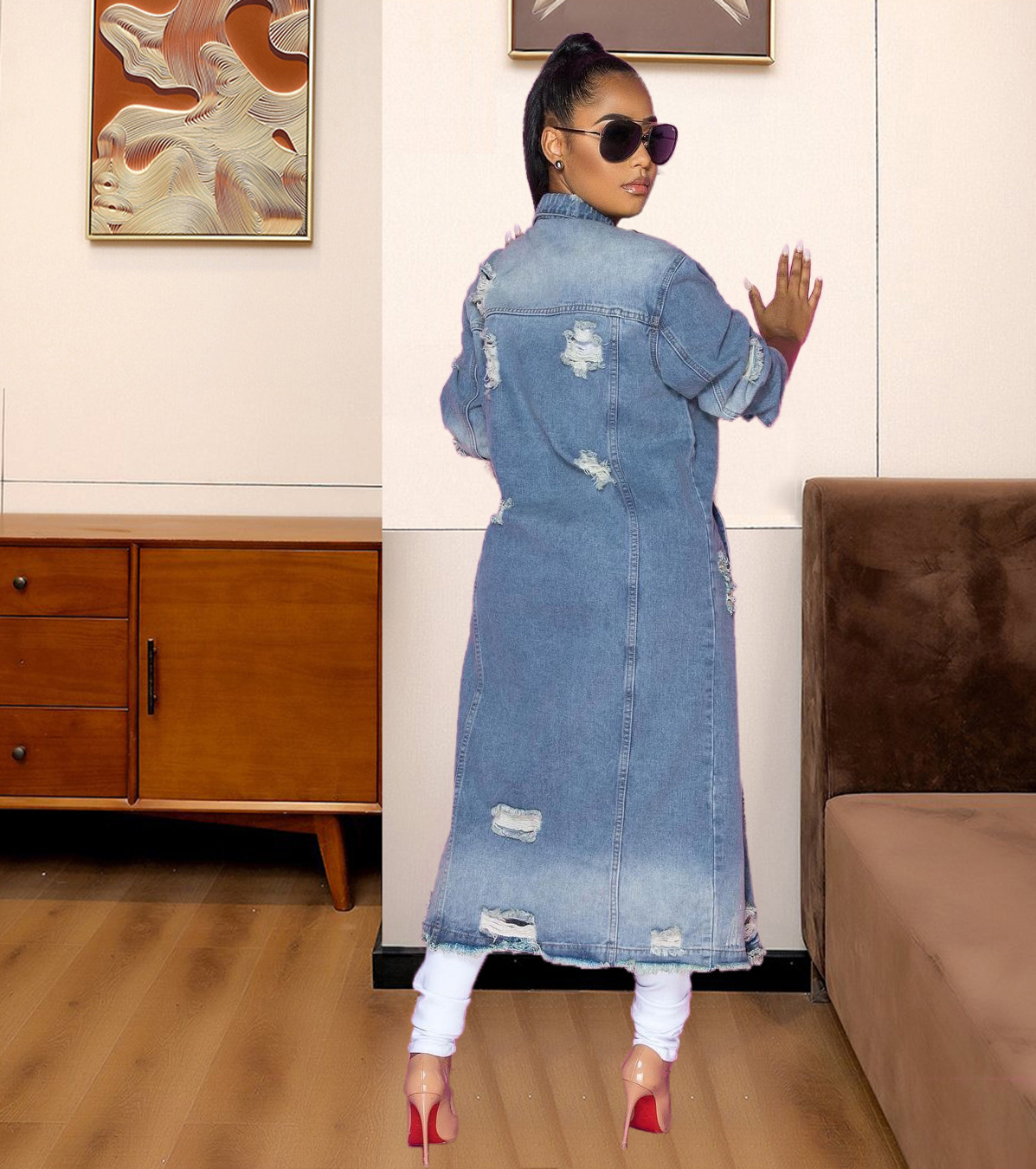 Slim Fit Type Color Block Pattern Spring, Autumn Season Women'S Gender Vintage Style, Streetwear Style Women'S Vintage Style Streetwear Color Block Single Breasted Coat Denim Jacket