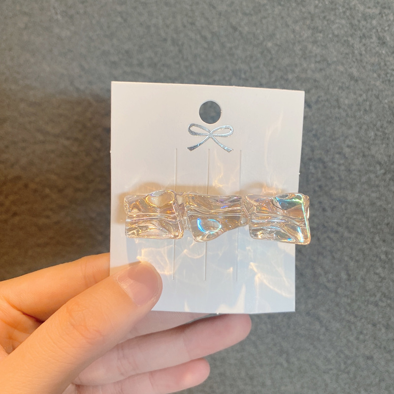 12g Weight Headwear Classification Festival Occasion Heart Pattern Women'S Gender Korean Laser Transparent Ice Cube Hairpin 10