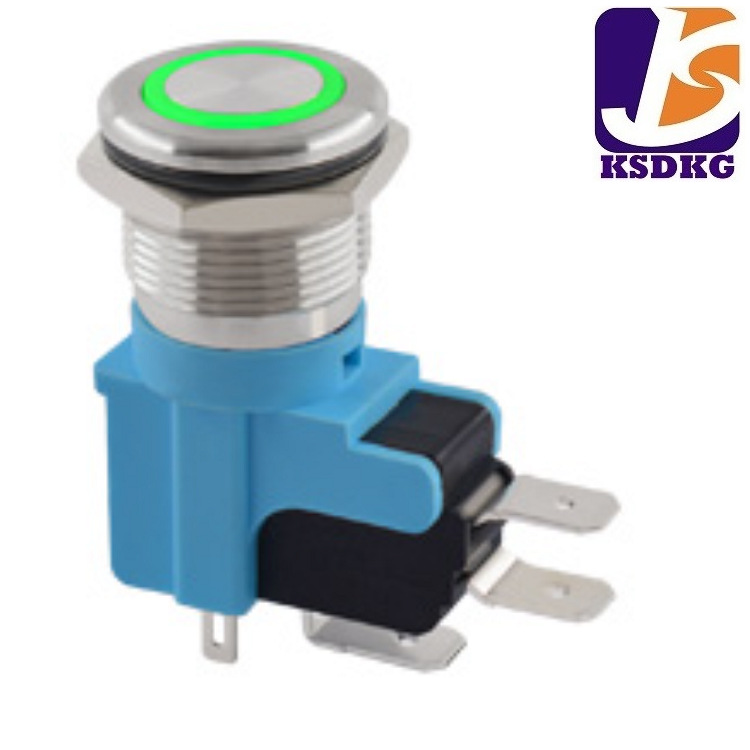 防水金属开关 LED灯复位开关 卧式 圆头带灯大电流大功率金属开关
