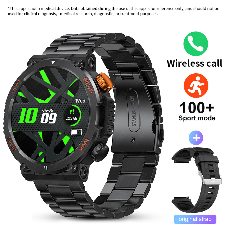 HT17 Smartwatch round Bluetooth Calling Heart Rate Blood Pressure Monitoring Outdoor Sports Watch_voghion.com