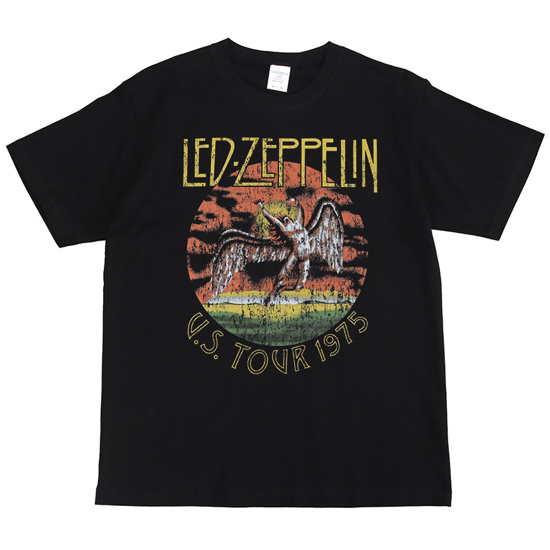 Led Zeppelin Zeppelin airship pink floyd small neckline queen rock band short sleeve T-shirt men