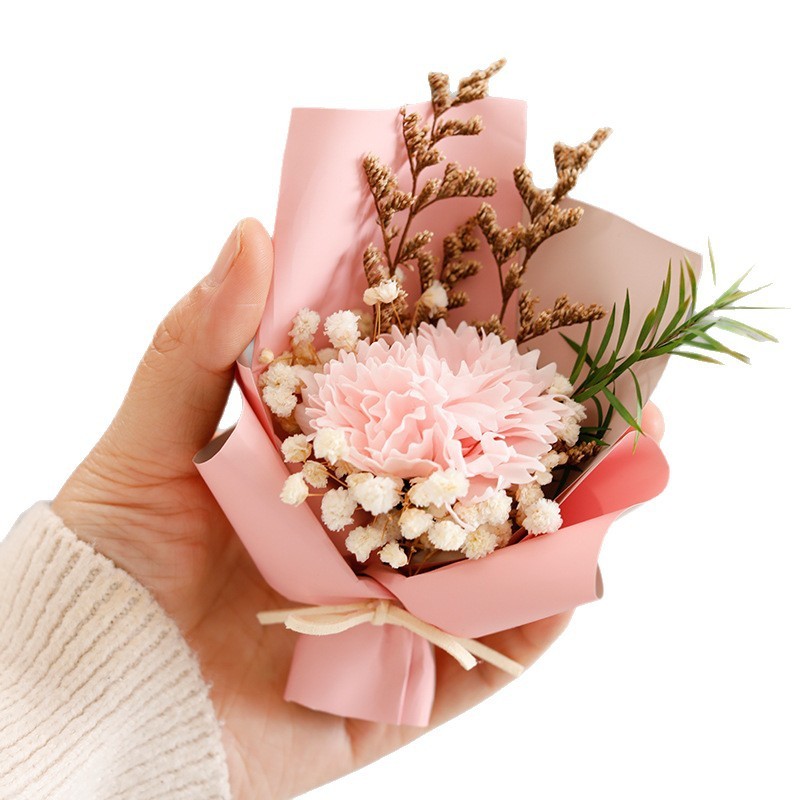 康乃馨满天星迷你小花束香皂花仿真花伴手礼装饰摆件母亲节送妈妈|undefined