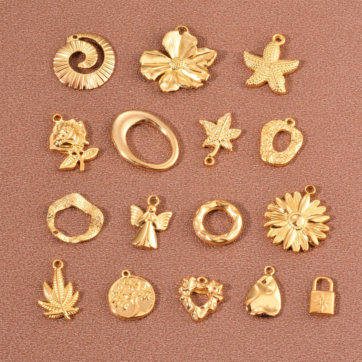 12g Weight PVD Coated Gold Plating Process Pendant Jewelry Making Type DIY Jewelry Accessories Classification 304 Stainless Steel Material Multiple Specifications Festival Leaf, Starfish, Flower Pattern Simple Style Style Plating Craft 304 Stainless Steel Leaf Starfish Flower Pendant 8