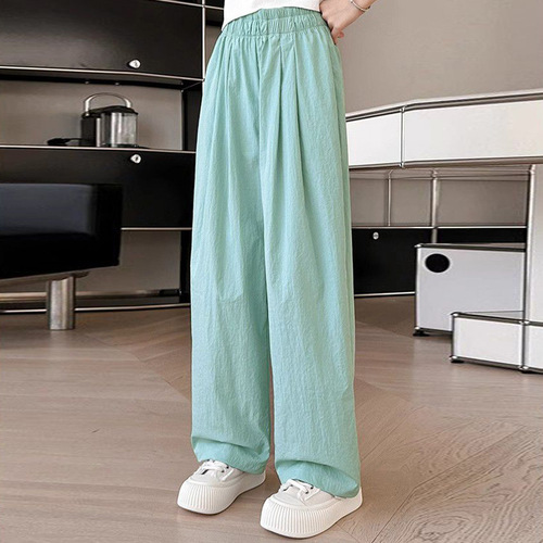 Girls' Pants Summer Thin Women's Big Kids Children's Summer Casual Loose Straight Simple Anti-Mosquito Wide Leg Pants Yamamoto Pants