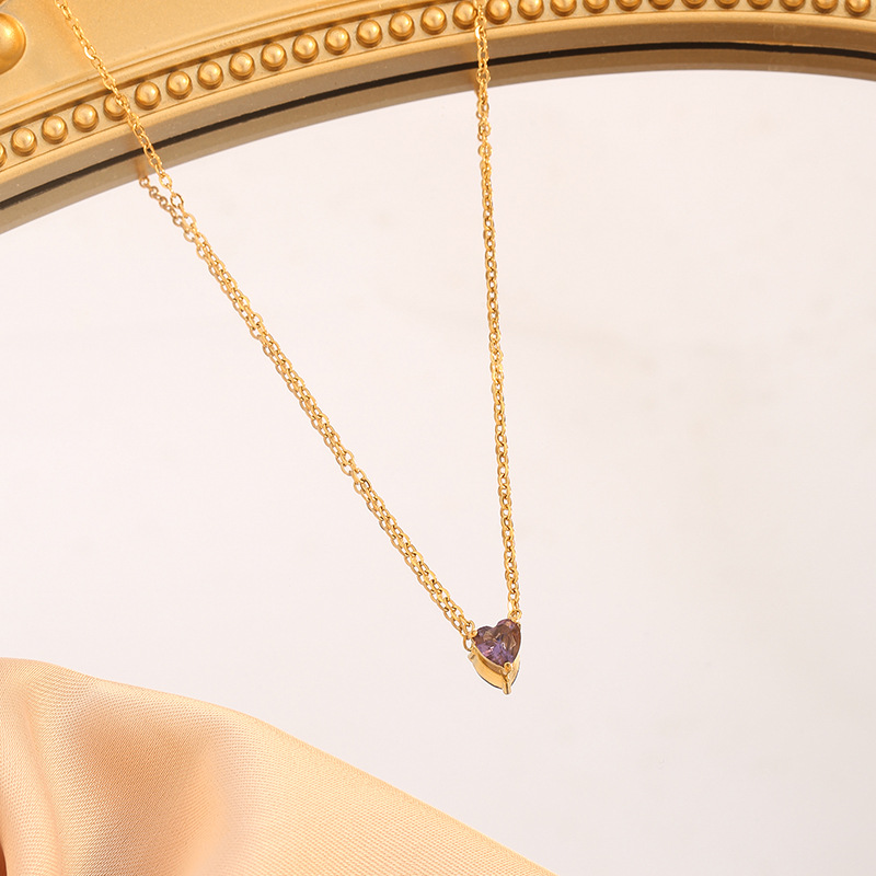 Wholesale Jewelry Simple Style Classic Style Heart Shape Titanium Steel Plating Pendant Necklace Cable Chain display picture 9