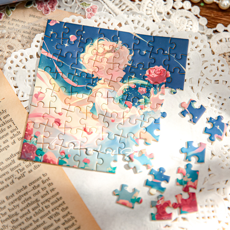 Mr. Paper romántico de cinco pulgadas caja de regalo de rompecabezas cuarenta y cuatro series de puesta de sol princes rosas decoraciones rompecabezas de mesa