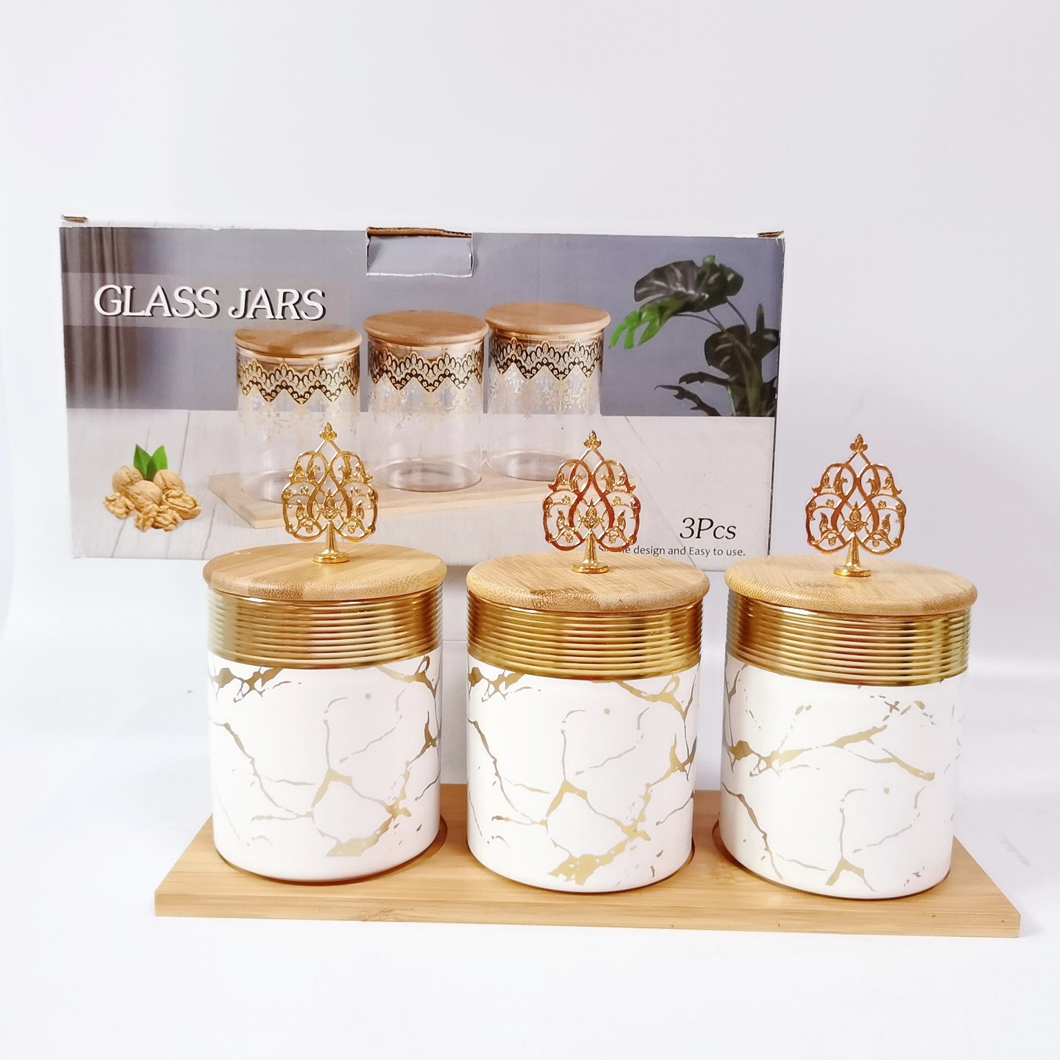 Exportación exportación saudita cerámica sellado tarro cocina multi-grano almacenamiento tarro con madera café té tarro