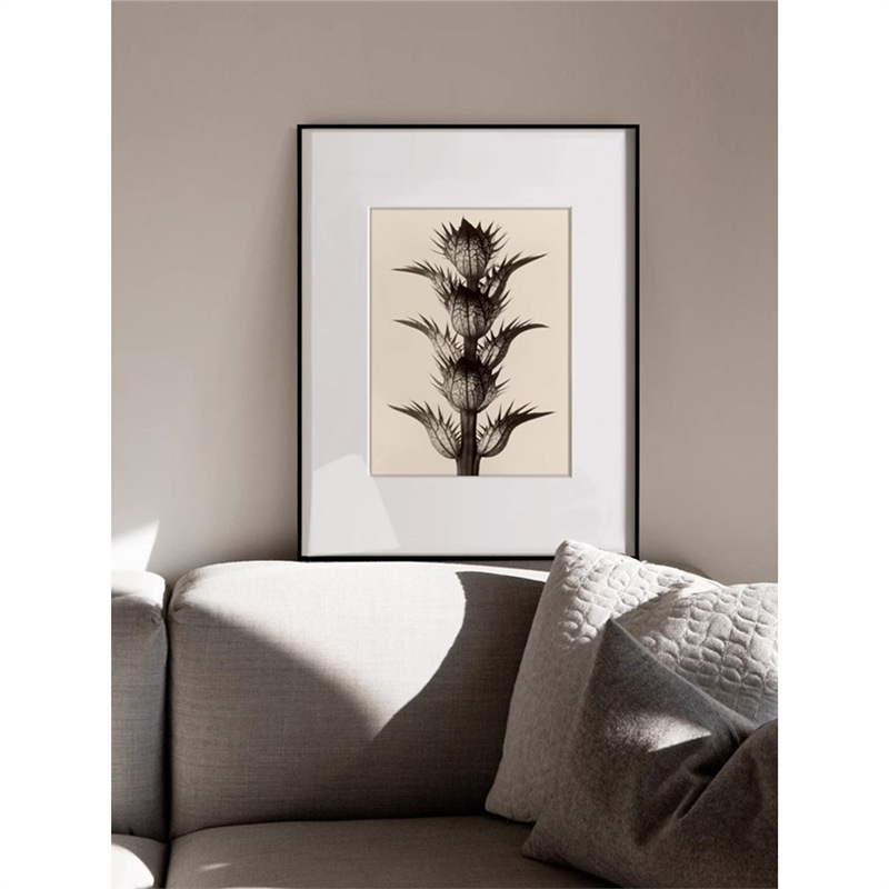 Wabi-Sabi Style Black and White Photography Plant Decorative Painting Combination Living Room Dining Room Background Hanging Painting Niche Art Decorative Mural