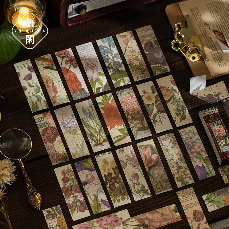 Yuxian hei pegatinas de papel este mes tejido serie anterior retro artístico diario material pegatinas decorativas 6