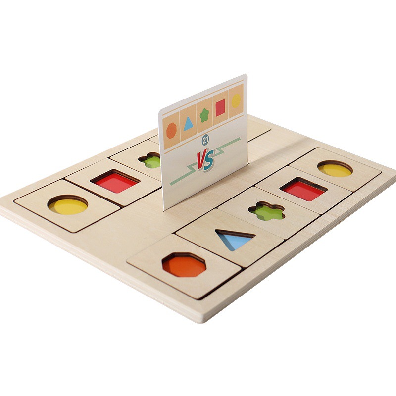 De madera para niños Ilustración educación temprana forma geométrica juego de batalla forma cognitiva pensamiento gran batalla juguetes educativos