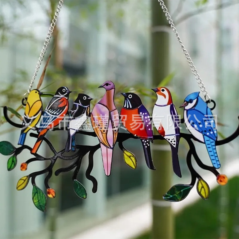 Transfronterizos nuevos pájaros de Navidad atrapador de luz acrílico hogar jardín al aire libre patio decoración colgante colgante image 1