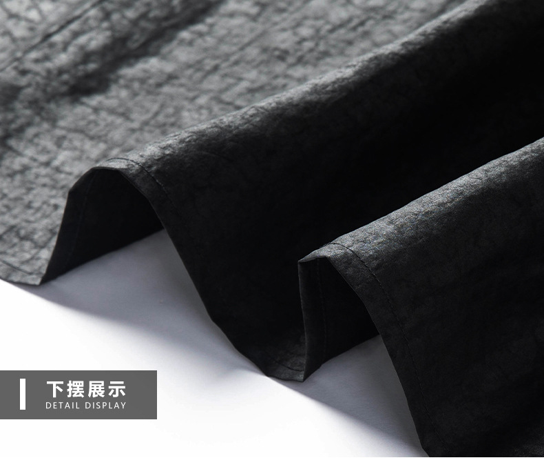 Áo sơ mi nam ngắn tay cổ bẻ chất liệu lụa tơ tằm cao cấp phong cách trung niên — Da đen H187009 chi tiết 19