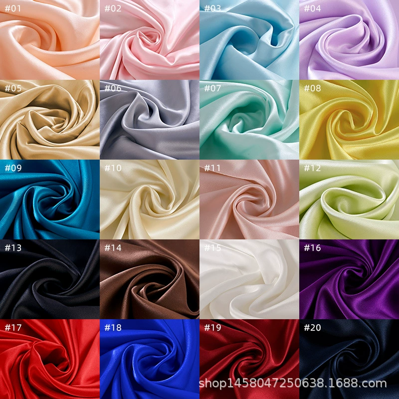 Silk fabric 100% mulberry satin, 114 cm width, 16 momme, plant‑dyed, wholesale multi‑color