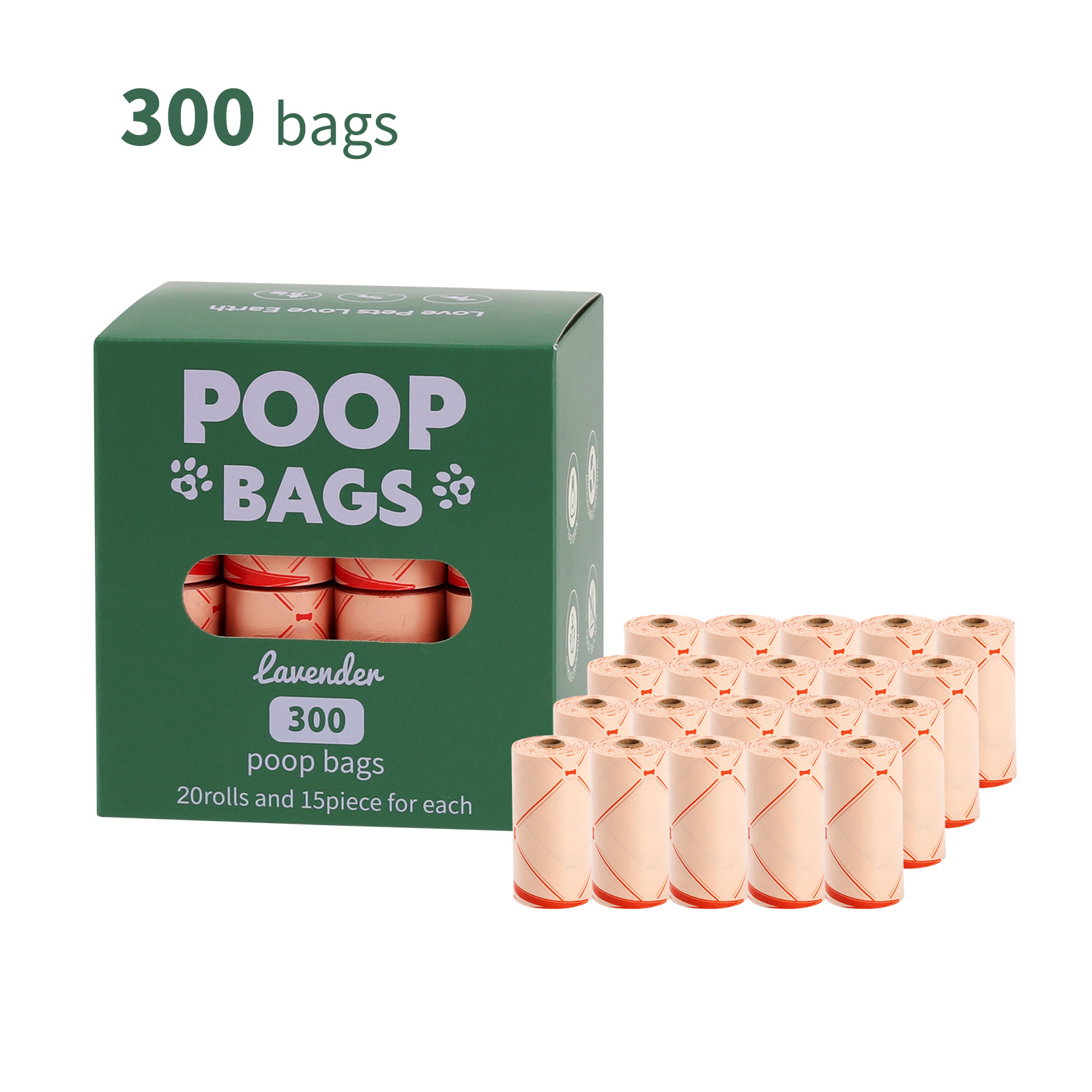 Nuevo medio ambiente biodegradable bolsa de basura de mascotas bolsa de basura distribuidor de bolsa de heces OPP caja de cabeza de fijación empaquetada bolsa de heces