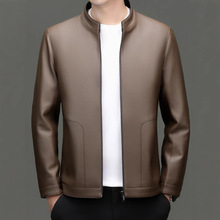 绵羊皮皮衣男士真皮2025年秋冬新款立领加绒中年爸爸装皮夹克外套
