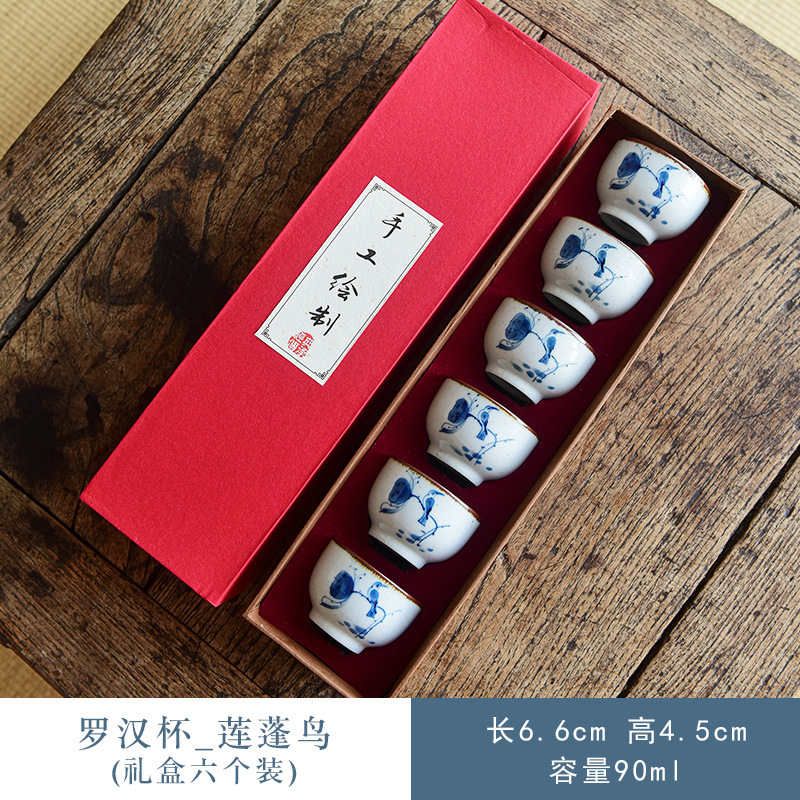 Pintado a mano kung fu taza de té taza principal de loto taza única taza de té de la vendimia juego de té de cerámica taza de té de un solo tazón de té