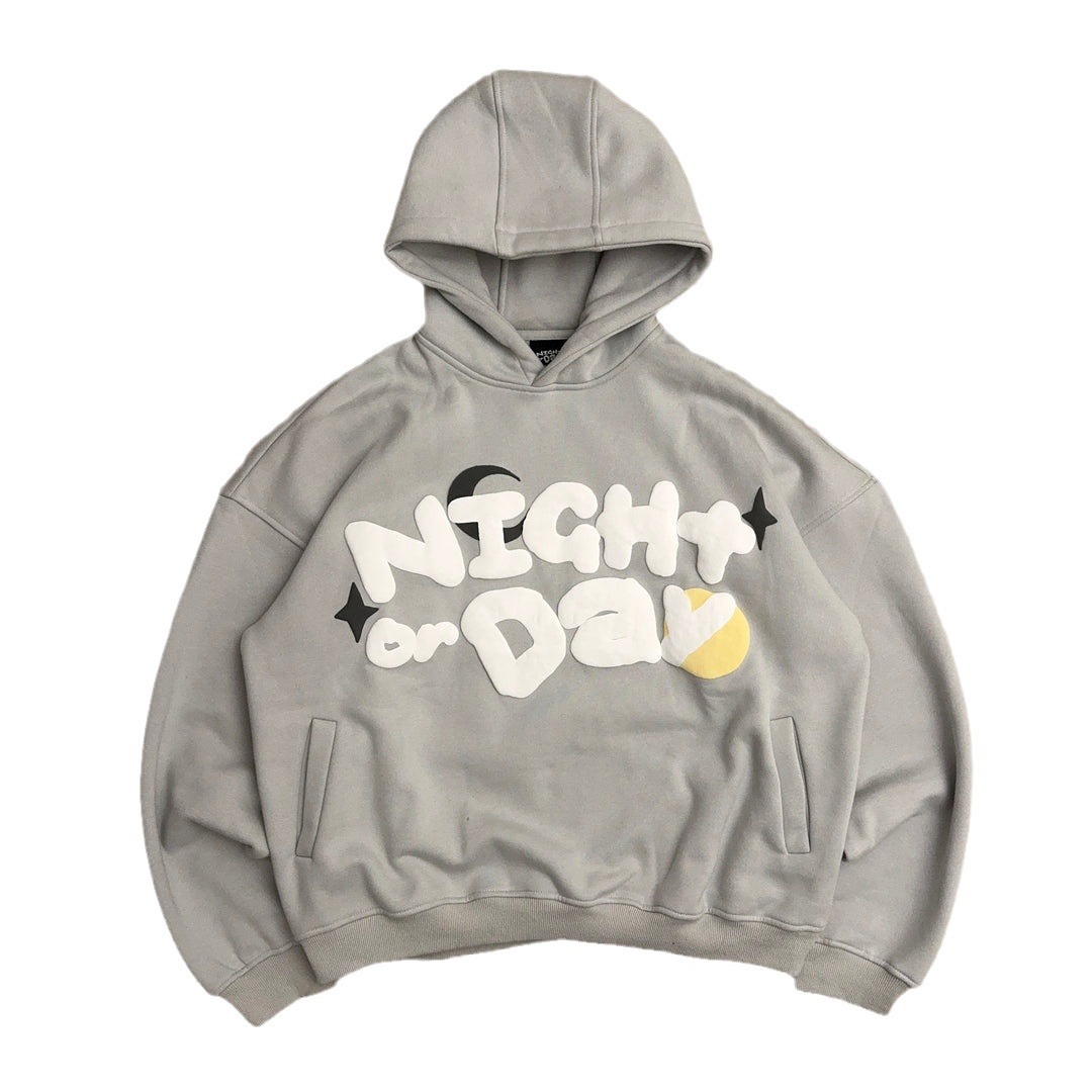 Women's fashionable simple loose versatile hooded sweatshirt pullover personalized foam pullover sweatshirt two-piece couple set_voghion.com