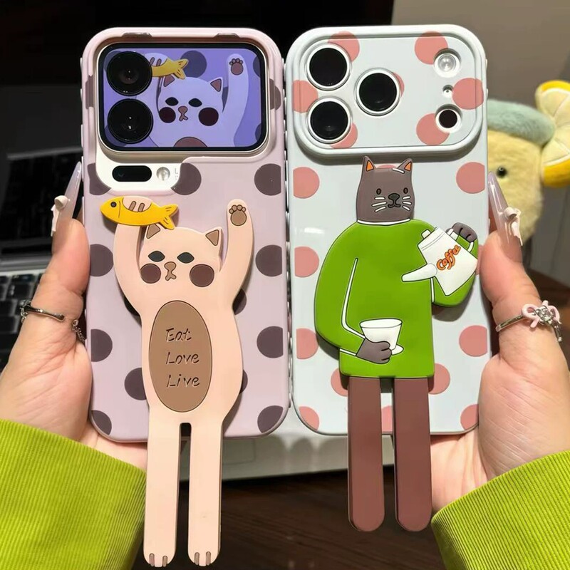 Barista Cat Stand Suitable for Instantly Transforming into Apple 17Promax Phone Case, Cat Iphone18 Protective Cover Barista Cat Stand Suitable for Instantly Transforming into Apple 17Promax Phone Case, Cat Iphone18 Protective Cover