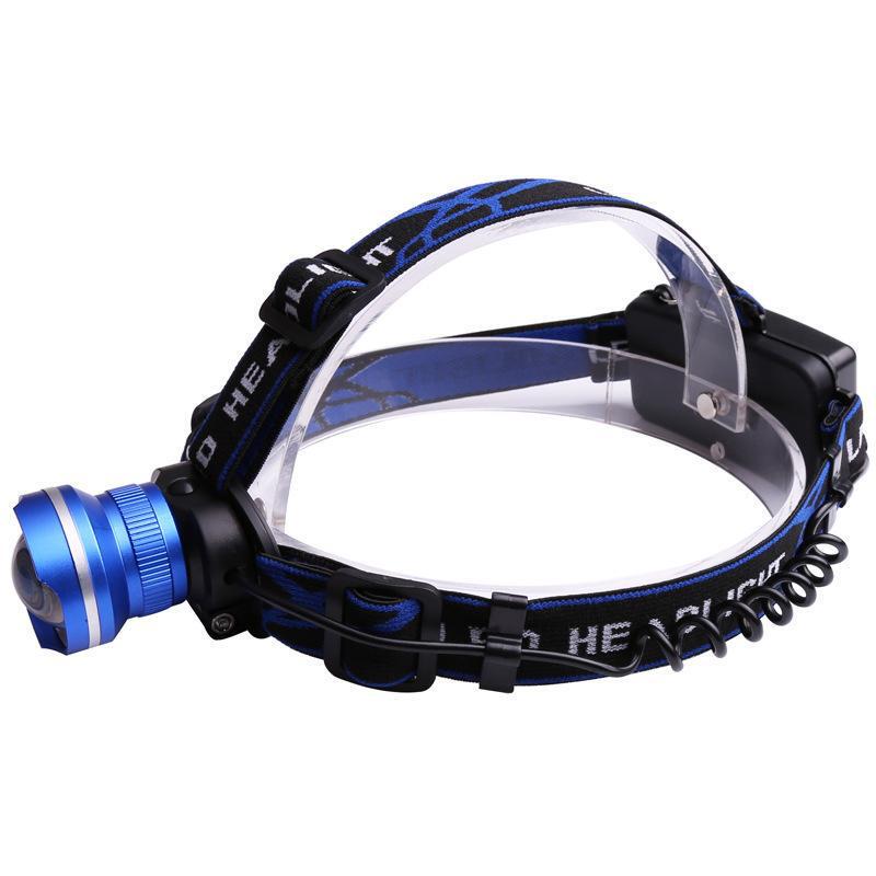 Blue Black T6 upgrade L2LED strong light headlamp telescopic zoom focusing charging long shot night fishing headlamp