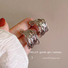 9#Silver metal winding c-shaped earrings