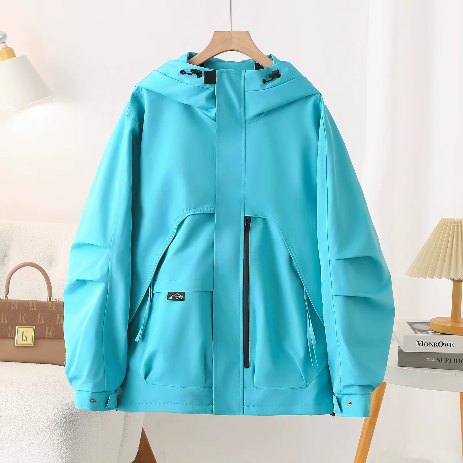 Ветрозащитная куртка с капюшоном, тренч, кардиган, плюс-сайз