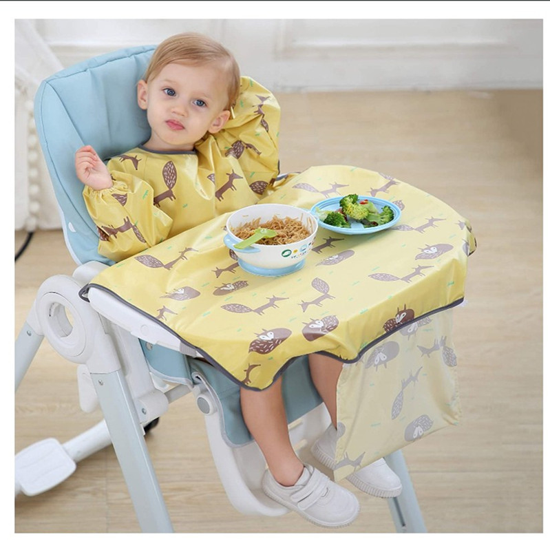 Children's smock, independent eating placemat, not easy to get dirty, seat cushion, baby dining chair tray, leak-proof meal bib BLW