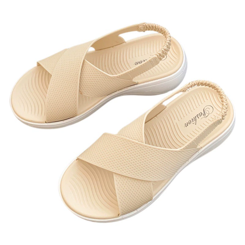 Новые двухцветные сандалии Heli Shark с перекрестными ремешками, летняя женская повседневная женская обувь на открытом воздухе, модные пляжные сандалии на толстой подошве