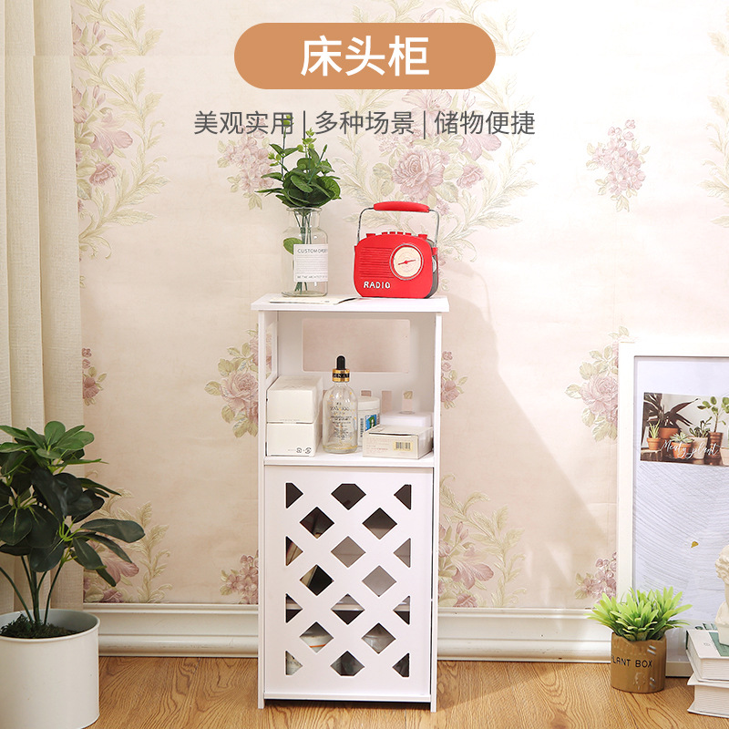 家用落地式床头柜 宿舍出租房分层储物收纳 雕花收纳立柜