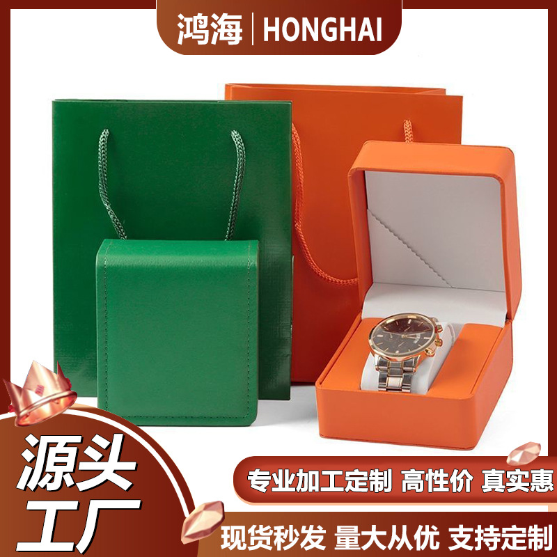 Source factory PU leather watch box flip single watch packaging box watch jewelry storage box high sense men's watch box