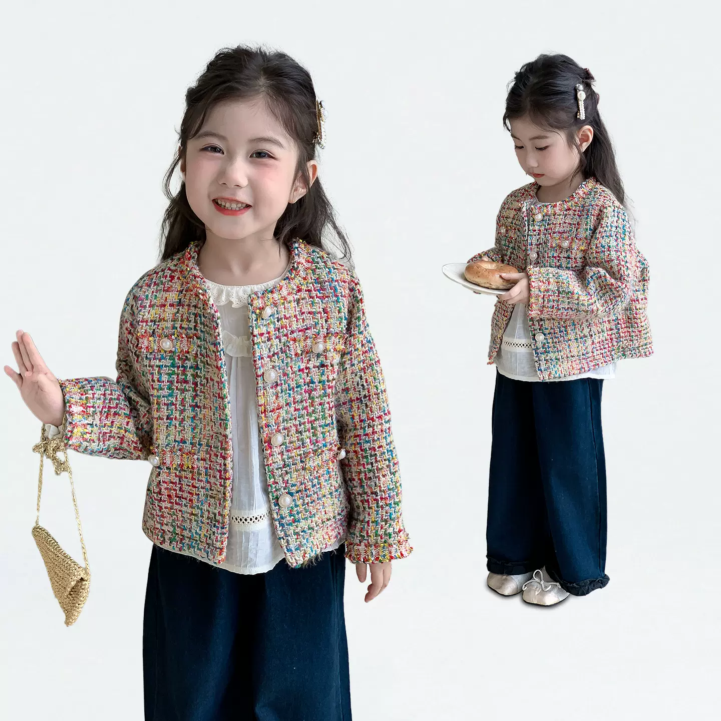 女童外套春秋款2026新款洋气宝宝秋季小香风上衣儿童秋装女孩衣服