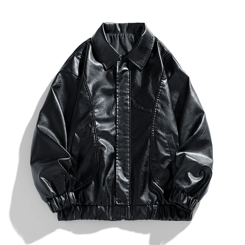 Leather Men's Coat Autumn Pilot's Bearer Suit Loose plus size Casual Trendy Brand Puppi Handsome Couple Suit JK2137