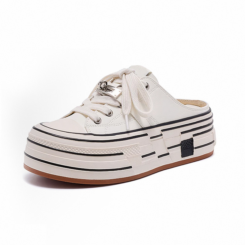 Women's Thick Soled Closed Toe Slippers Lace Up Versatile Shoes_voghion.com
