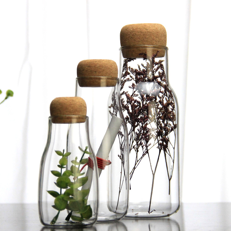 Botella de vidrio de corcho japonés bola sellada frasco de almacenamiento de cocina botella de almacenamiento de café botella de bebida de jugo de leche