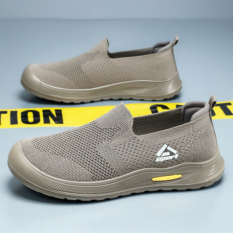 Men's Cloth Shoes Summer New Style Breathable Non-Stinky Feet Fly Woven Mesh Slip-On Slip-Ons Soft Sole Cross-Border Casual Shoes