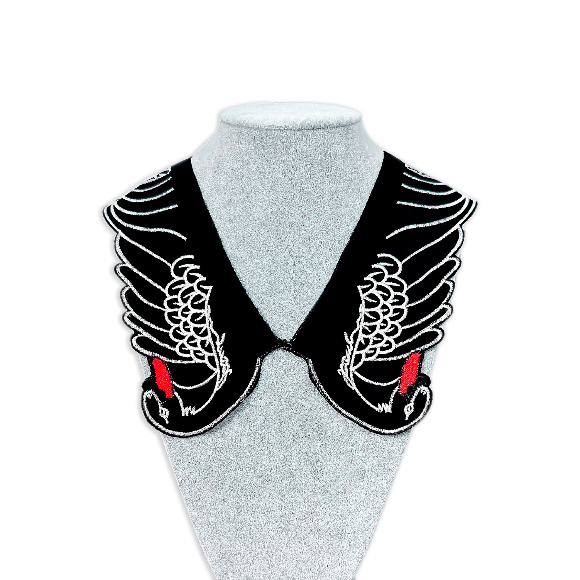 Exquisito cuello falso bordado de cisne negro moda versátil decoración suéter falda cuello pequeño bonito cuello falso