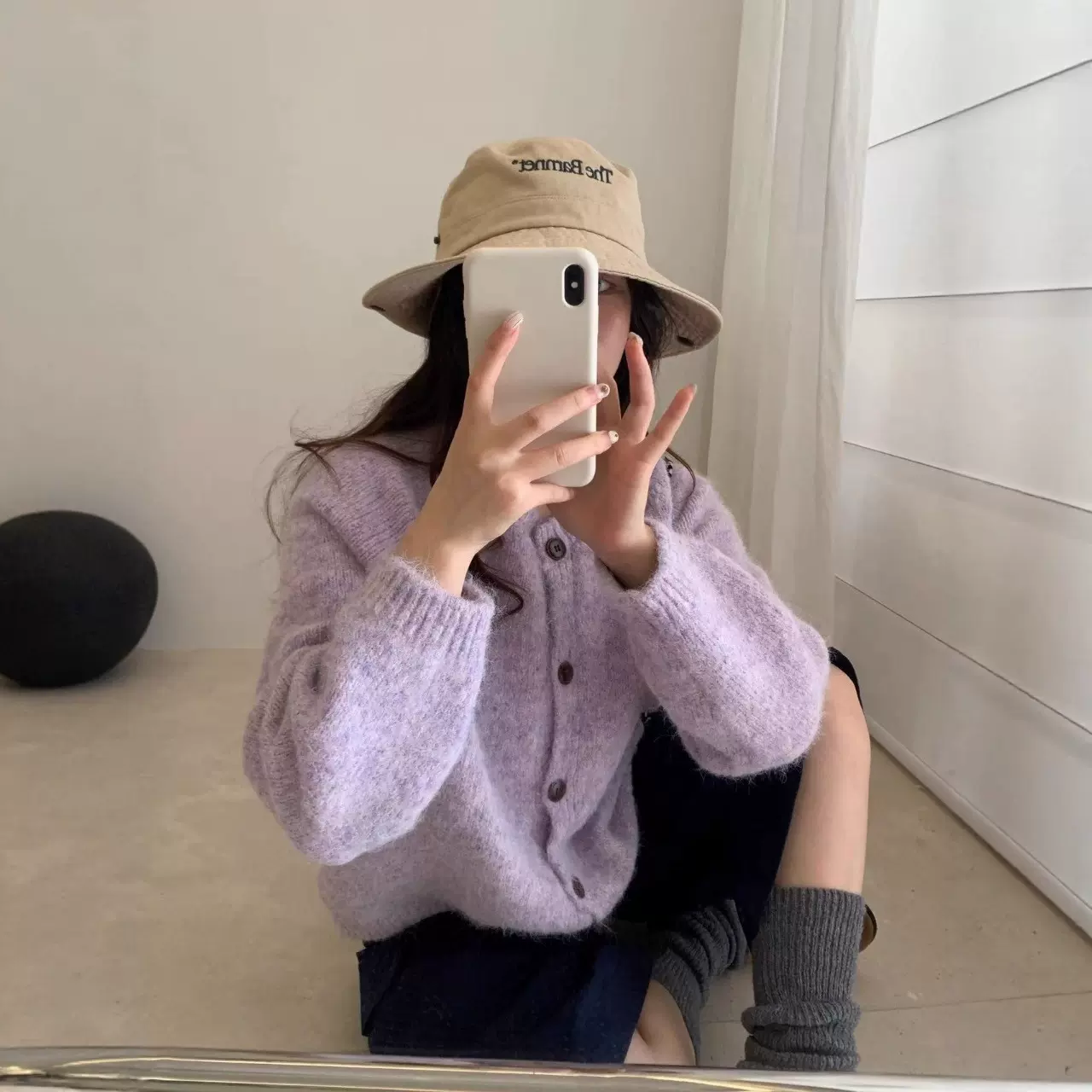 韩系早秋穿搭针织开衫女宽松慵懒风2025新款花色毛衣外套短款上衣