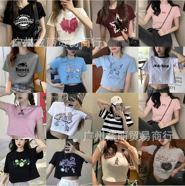Short elastic cotton short sleeve T-shirt