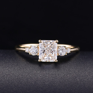 Fashion Ins Style Ring K Gold Set Cultivated Diamond 1 karat Radion Wedding Ring with Certificate Cross Border Gold Ring