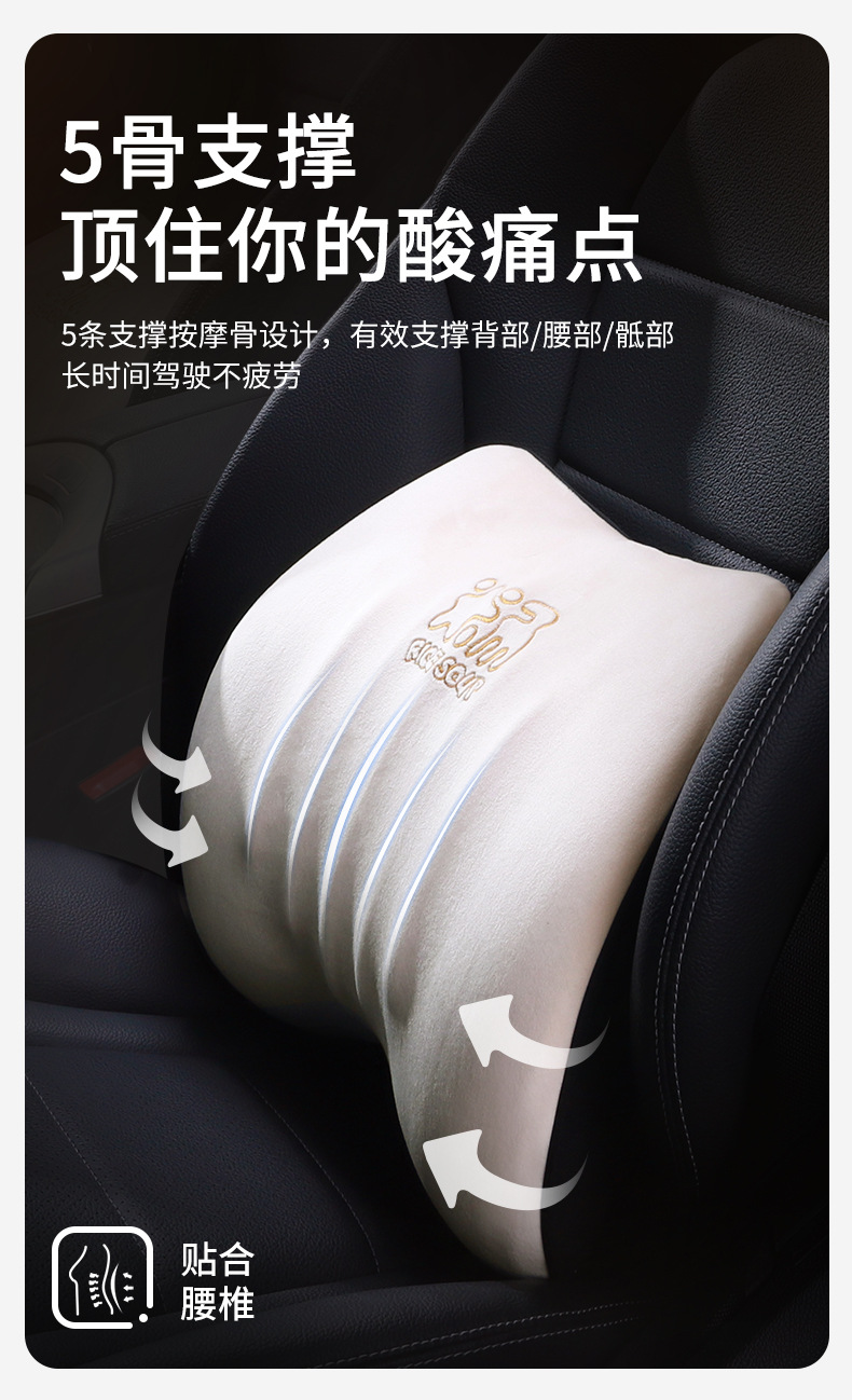 Space Memory Foam Car Headrest and Waist Pillow, Cartoon Cute Car Cushion Cushion, Car Backrest and Neck Pillow