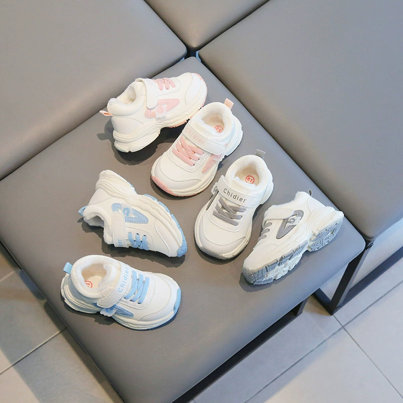 Xiao Liu Bao Dong детская обувь на флисовой подкладке 2-3-4 лет на флисовой подкладке непромокаемые кожаные хлопковые белые туфли на мягкой подошве для мальчиков и девочек