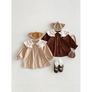 Korean Style Girls' Outwears Spring 2024 Preppy Style Kidsren's Tops Kidsren's Jackets Windbreakers Baby Clothes Spring