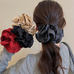 女性用韓国風プリーツ水玉大腸ヘアゴム、怠惰なスタイル、高級、特大ボールヘアゴム、ポニーテールゴムバンドヘアゴム