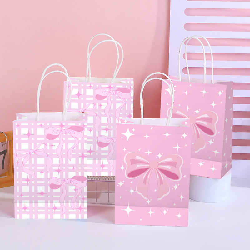 Girly Plaid Print Tote Bag with Bow, Gift Bag for Holiday Gifting, High-Value Packaging Bag, Fashionable Item Girly Plaid Print Tote Bag with Bow, Gift Bag for Holiday Gifting, High-Value Packaging Bag, Fashionable Item