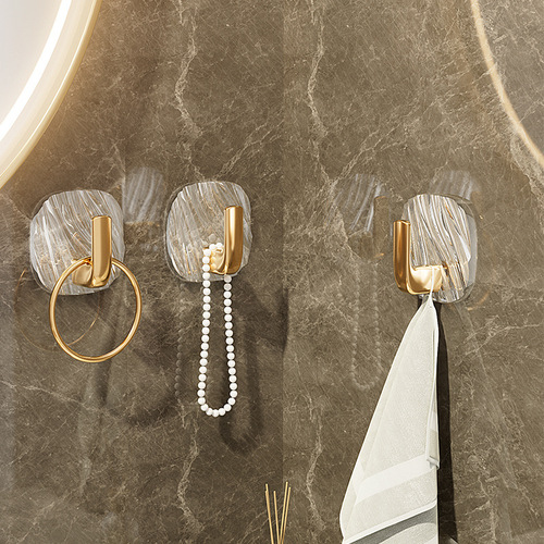 Luxury Acrylic Hook Bathroom No Trace Adhesive Hook No Hole Strong Adhesive Door Back Wall Hanging Clothes Bathroom 