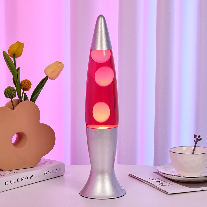 Cross-Border European and American 16inch Red Wax Lamp Silver Shell Heated Ornamental Decorative Night Light High-Voltage Toy Lava Lamp