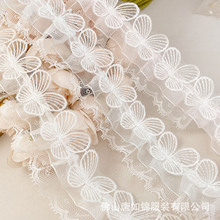 唐如锦花边 4.5厘米宽粉色蓝色欧根纱刺绣衣服裙子娃衣裙子辅料