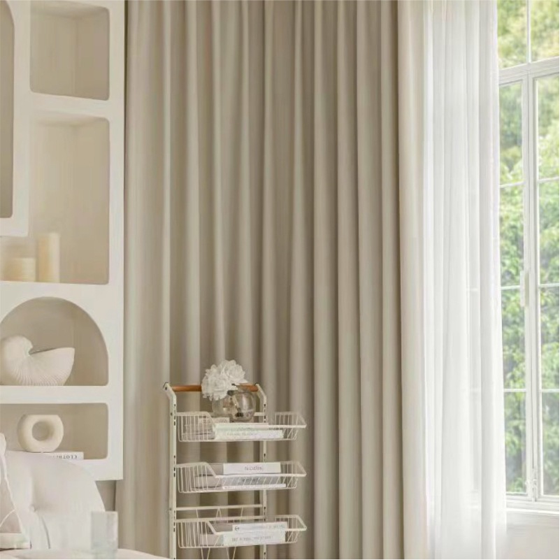 2024 Internet Celebrity Taiguli Double-sided Micro-texture Jacquard Curtains Polyester Living Room Bedroom Blackout Anti-snagging and Cost-effective