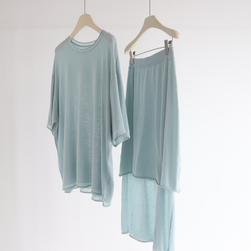 Lazy Loose Mid-length Curl Collar Mid-sleeve Sweater Women's Summer New Tencel Linen Thin Casual Top